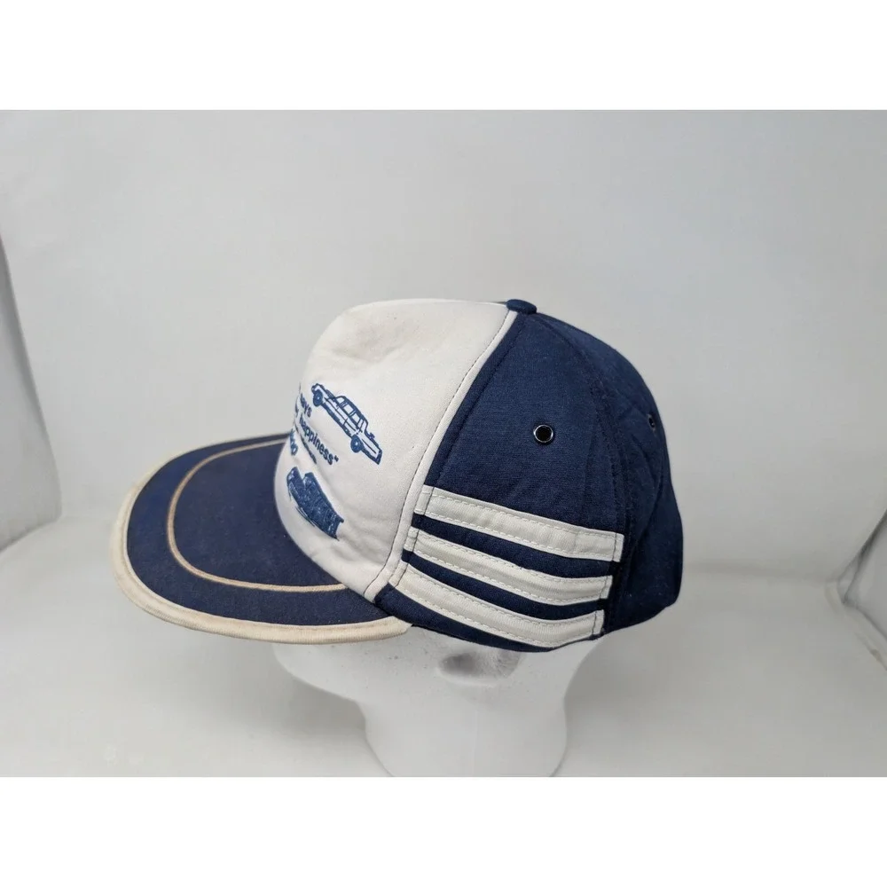 Vintage 1980s Three 3 Stripe Hat Snapback Cap Funny Car RV Boat Money 80s‎
